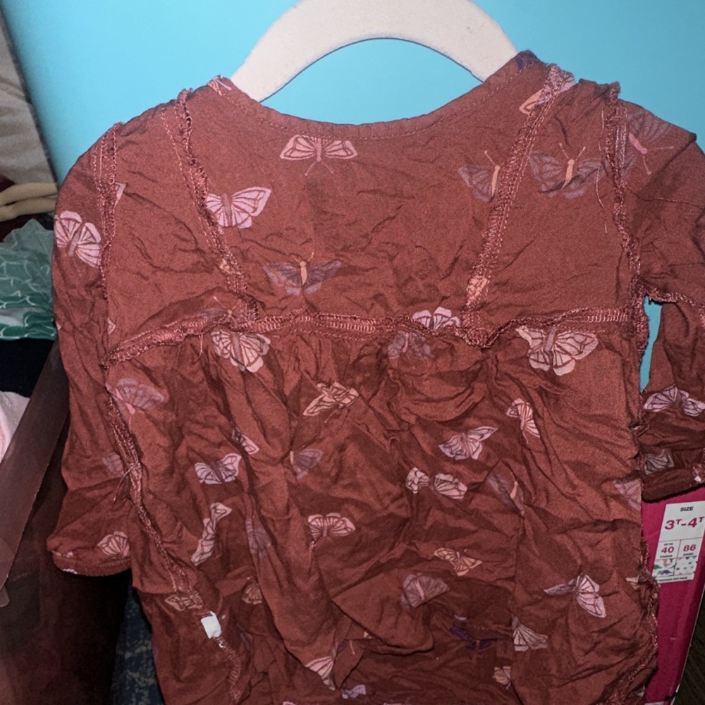 Butterfly Print Brown Top